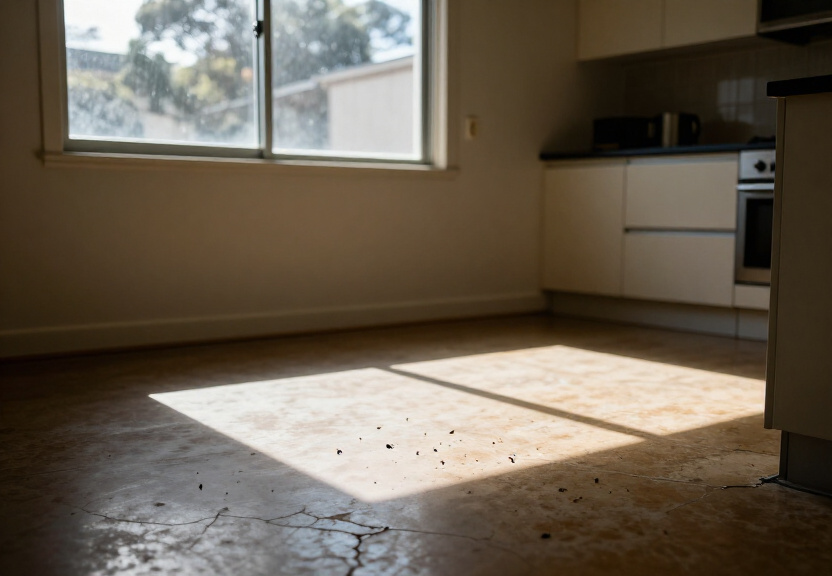 Rodent droppings in a Chippendale apartment storage area before treatment